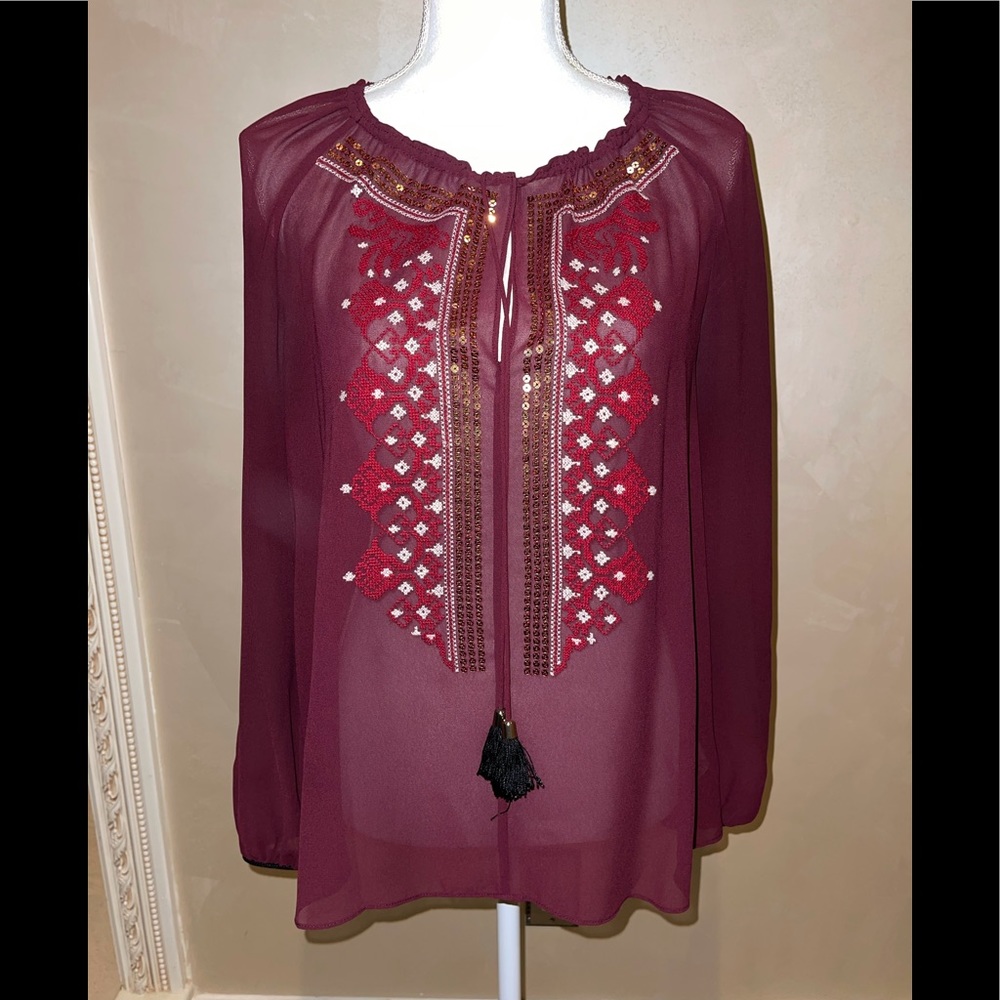 Sheer long sleeve top